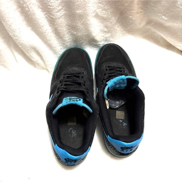 Nike Air Force 1 Low Black & Blue Sneakers Size 7.5 Mens - Picture 6 of 6